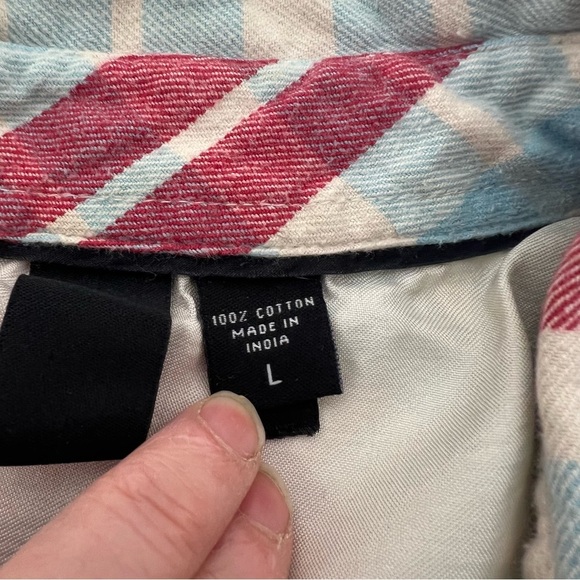 Men's Large Element Red & Blue Plaid Flannel Shirt - Classic Fit, Cotton Blend - Picture 3 of 12